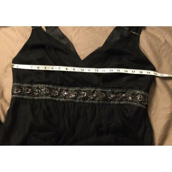 Vtg 90s Babydoll Whimsigoth Dress Robbie Bee Sleeveless Beaded Sequin 16W Black - Picture 11 of 11